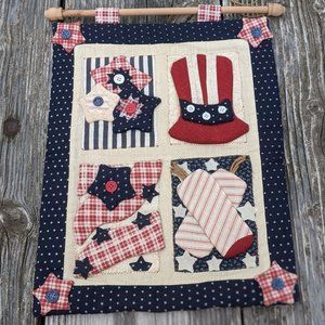 4th of July Patriotic Fabric Wall Hanging Banner